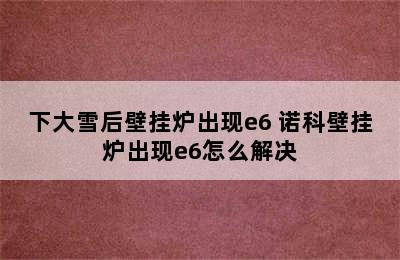 下大雪后壁挂炉出现e6 诺科壁挂炉出现e6怎么解决